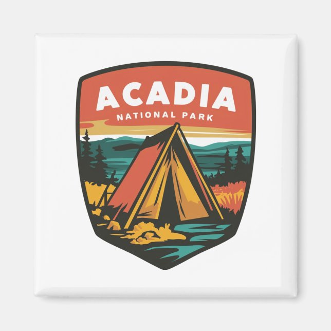 Acadia Nationalpark Camping Emblem Magnet (Vorne)