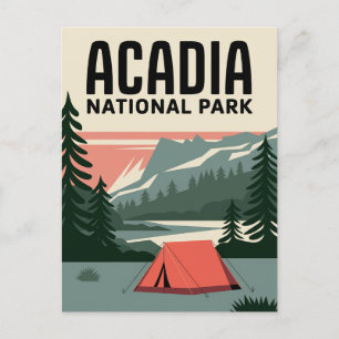 Acadia Nationalpark Camping Vintag Postkarte