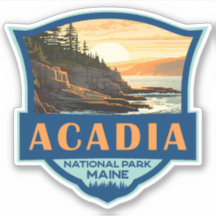 Acadia Nationalpark Illustration Retro Abzeichen