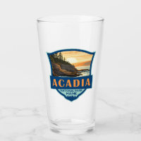 Acadia Nationalpark Illustration Retro Abzeichen