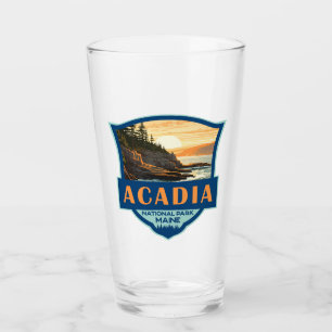 Acadia Nationalpark Illustration Retro Abzeichen Glas