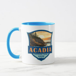 Acadia Nationalpark Illustration Retro Abzeichen Tasse