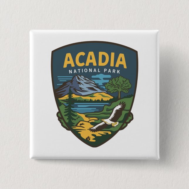 Acadia Nationalpark Landschaftsemblem Button (Vorderseite)