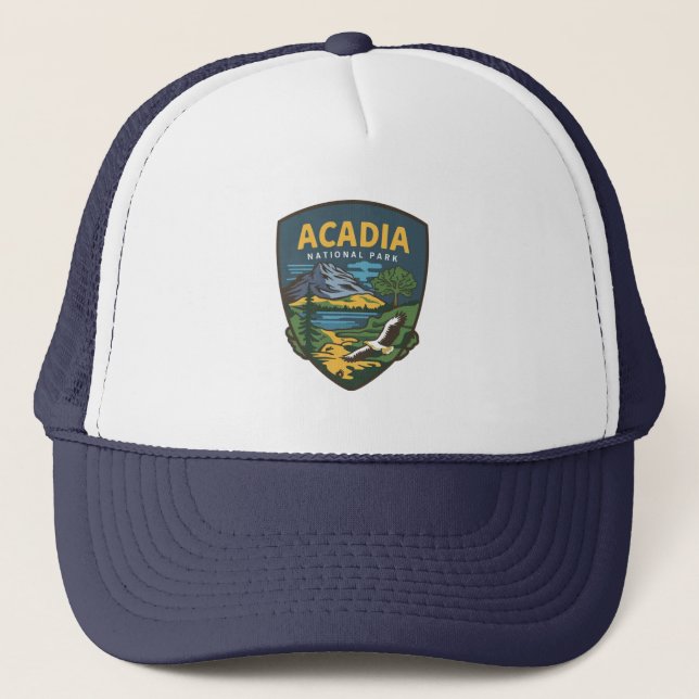 Acadia Nationalpark Landschaftsemblem Truckerkappe (Vorderseite)