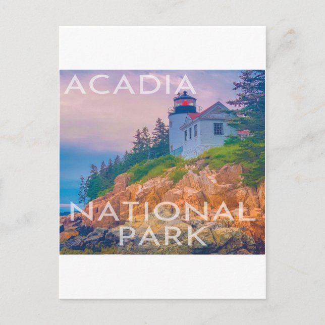 Acadia Nationalpark Maine Bass Harbour Lighthouse Postkarte (Vorderseite)