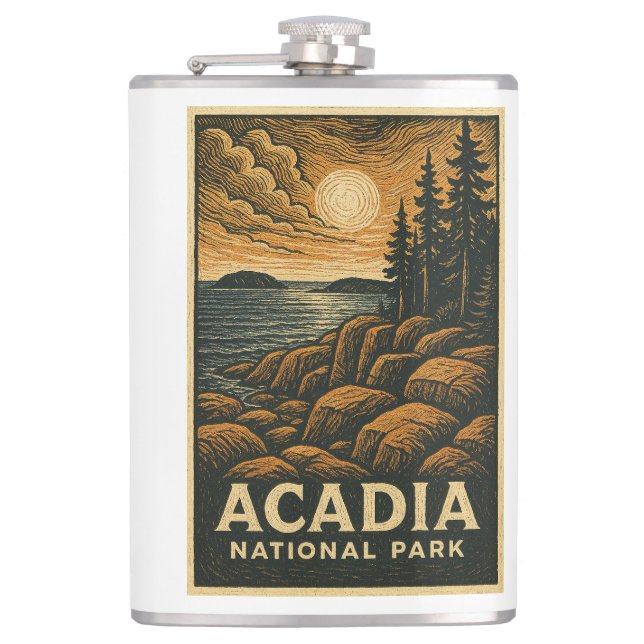 Acadia Nationalpark Maine Flask Flachmann (Vorderseite)