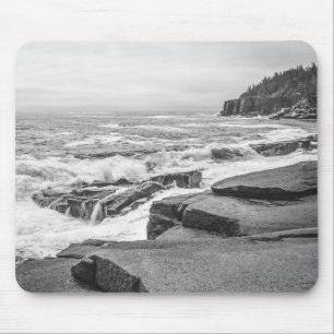Acadia Nationalpark Maine Küste Schwarz-Weiß Mousepad
