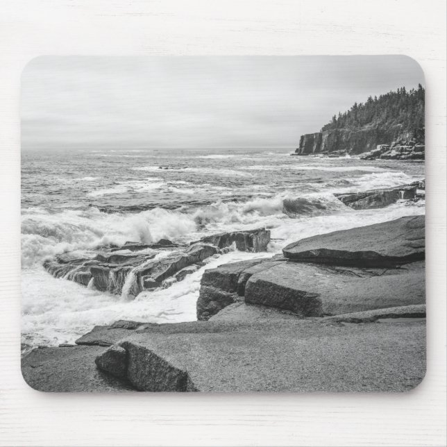 Acadia Nationalpark Maine Küste Schwarz-Weiß Mousepad (Vorne)