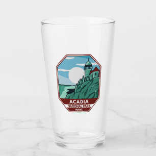 Acadia Nationalpark Maine Leuchtturm Retro Emblem Glas
