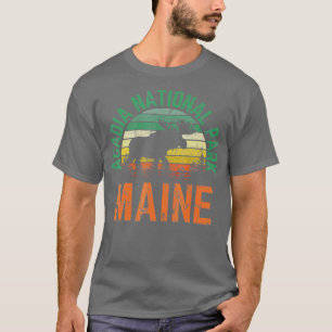 Acadia Nationalpark Maine Moose Wandern Retro Sonn T-Shirt