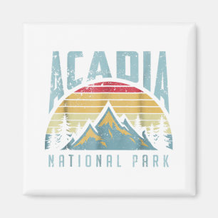 Acadia Nationalpark Maine Mountains Retro T Shirt Magnet