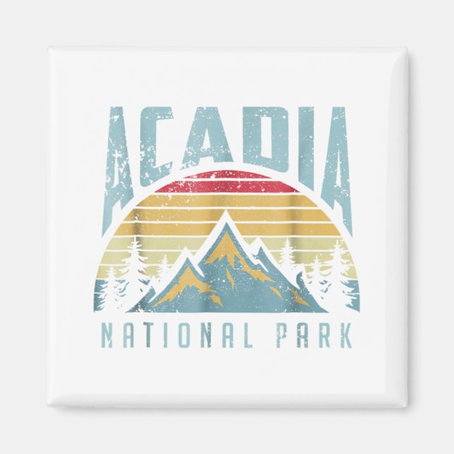 Acadia Nationalpark Maine Mountains Retro T Shirt Magnet (Vorne)