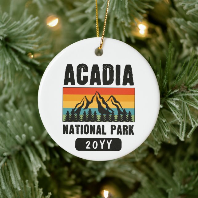 Acadia Nationalpark, Maine Retro Vintag Keramik Ornament (Baum)
