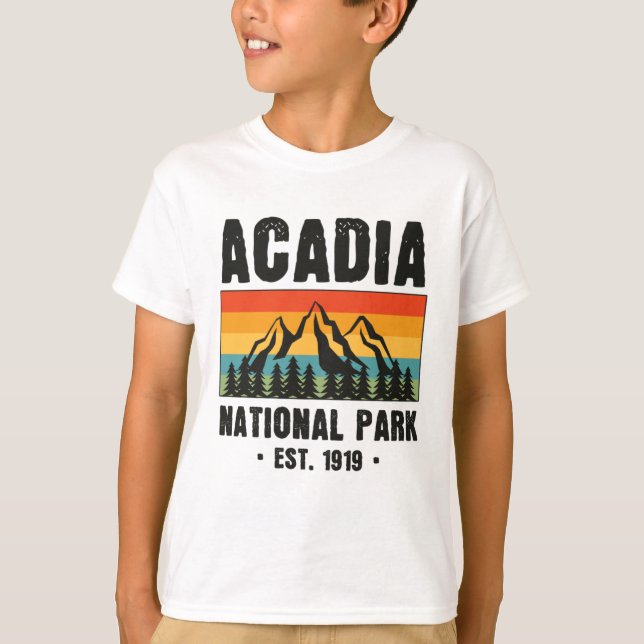 Acadia Nationalpark, Maine Retro Vintag T-Shirt (Vorderseite)