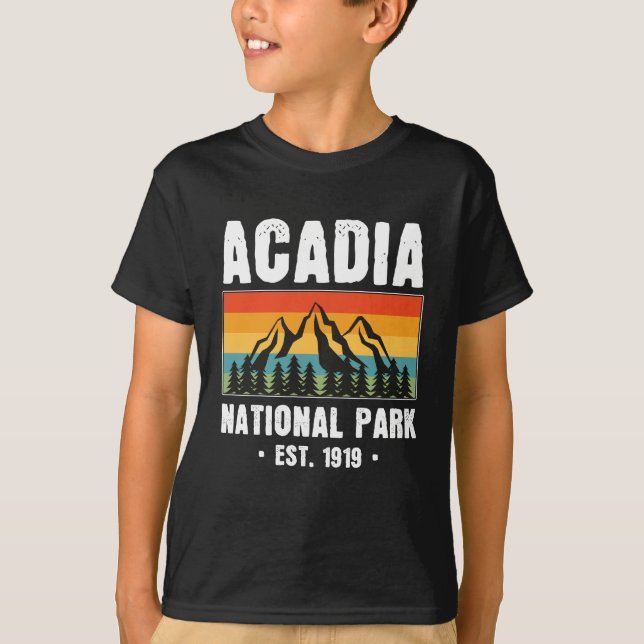 Acadia Nationalpark, Maine Retro Vintag T-Shirt (Vorderseite)
