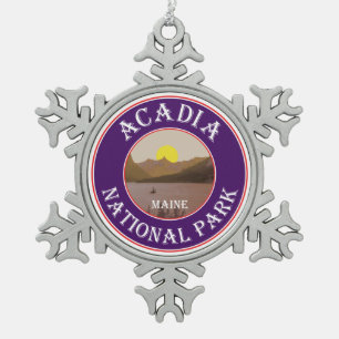 Acadia Nationalpark Maine Schneeflocken Zinn-Ornament