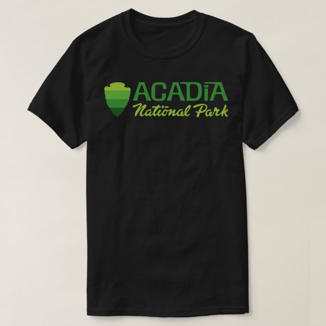 Acadia Nationalpark Retro Arrowhead Wordmark Gree T-Shirt (Design vorne)