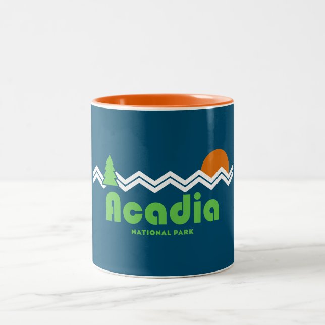 Acadia Nationalpark Retro Zweifarbige Tasse (Mittel)