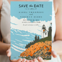 Acadia Nationalpark Save the Date Retro