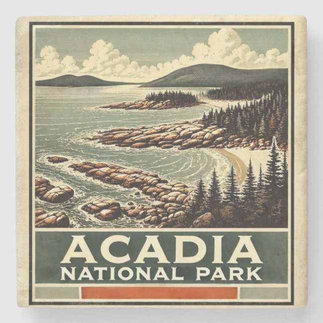 Acadia Nationalpark Steinuntersetzer (Vorderseite)