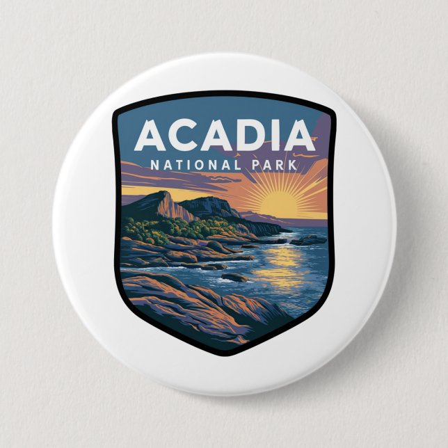 Acadia Nationalpark Sunset Abzeichen Button (Vorderseite)