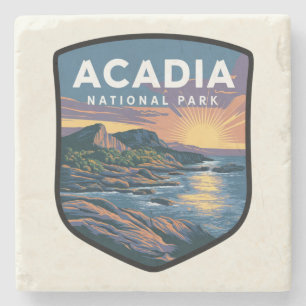 Acadia Nationalpark Sunset Abzeichen Steinuntersetzer