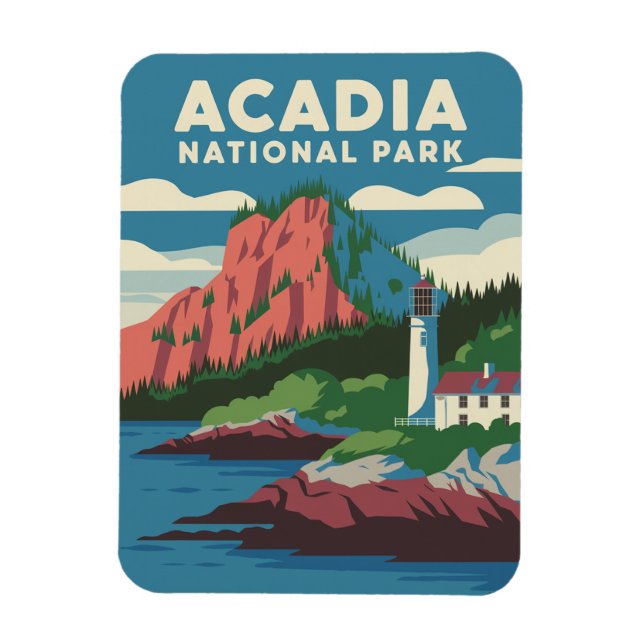 Acadia Nationalpark Vintag Lighthouse Magnet (Vertikal)
