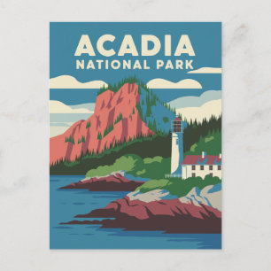 Acadia Nationalpark Vintag Lighthouse Postkarte