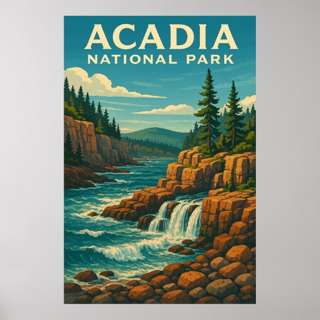 Acadia Nationalpark, Vintag Poster (Vorne)