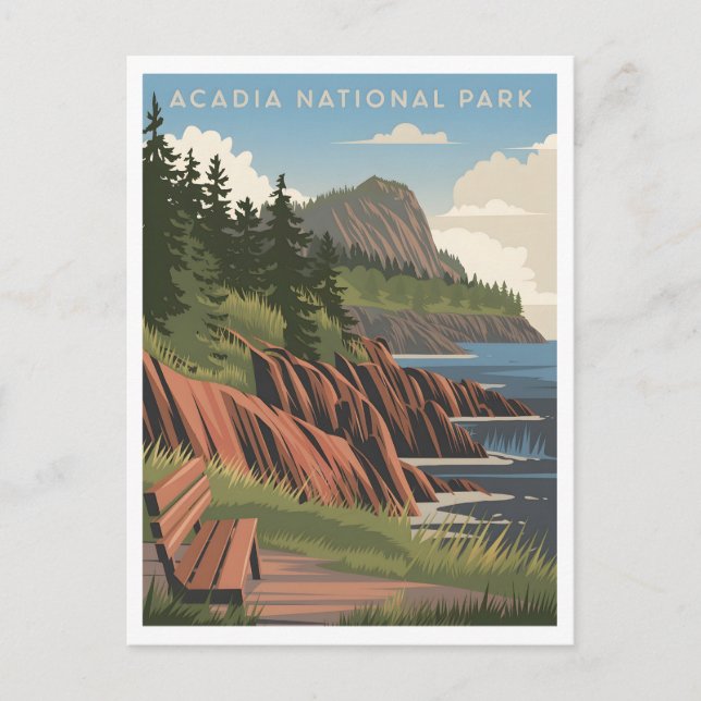 Acadia Nationalpark Vintag Postkarte (Vorderseite)