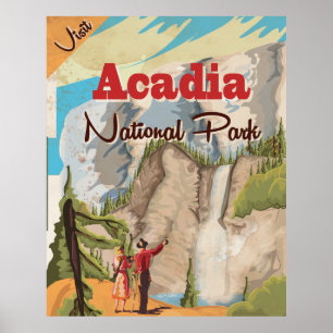 Acadia Nationalpark Vintage Reiseplakat Poster