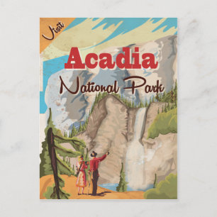 Acadia Nationalpark Vintage-Reiseposter Postkarte