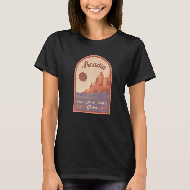 Acadia Nationalpark Vintages Abzeichen T-Shirt (Vorderseite)