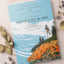 Acadia Nationalpark Wedding Einladung Retro