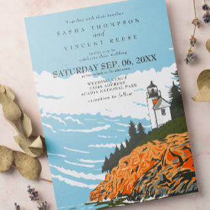 Acadia Nationalpark Wedding Einladung Retro