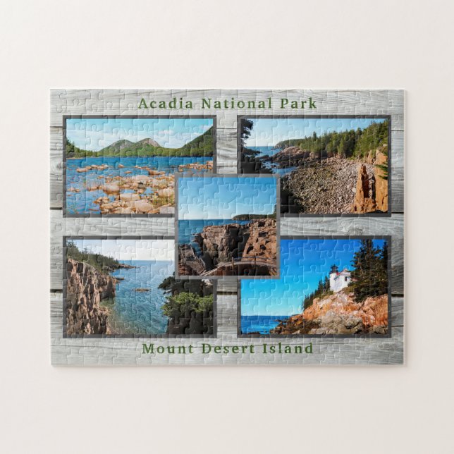 Acadia Rustic Holz Beste Aussicht Nationalpark Puzzle (Horizontal)