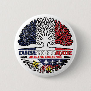 Acadian Cajun French France Tree Roots Flag Button