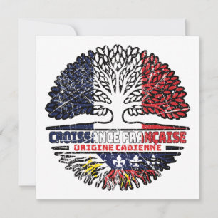 Acadian Cajun French France Tree Roots Flag Karte