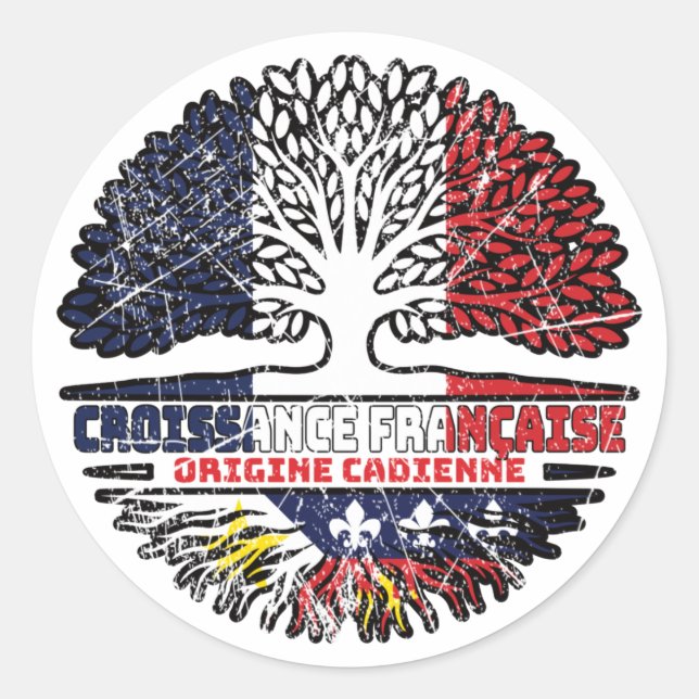 Acadian Cajun French France Tree Roots Flag Runder Aufkleber (Vorderseite)
