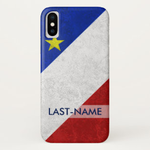 Acadian Flag Surname Distressed Grunge Personalize Case-Mate iPhone Hülle