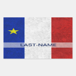 Acadian Flag Surname Distressed Grunge Personalize Rechteckiger Aufkleber