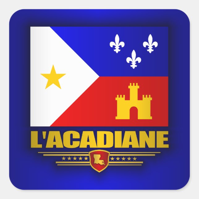Acadiana Pride Quadratischer Aufkleber (Vorderseite)