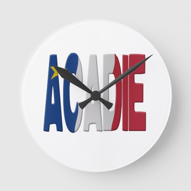 Acadische Flagge Runde Wanduhr (Vorderseite)