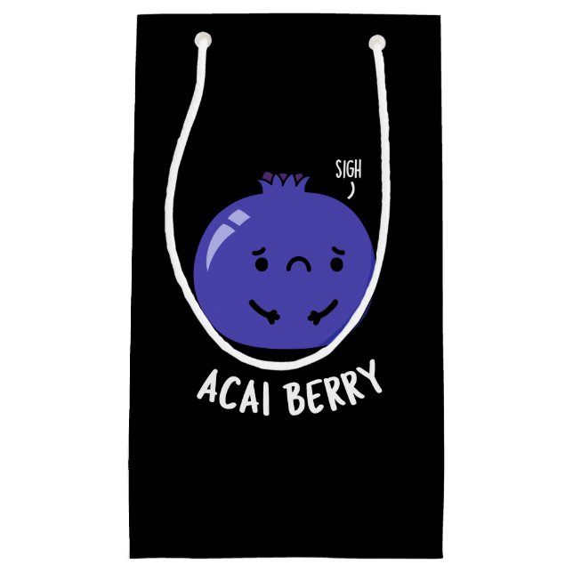 Acai Berry Funny Fruit Pun Dark BG Kleine Geschenktüte (Vorderseite)