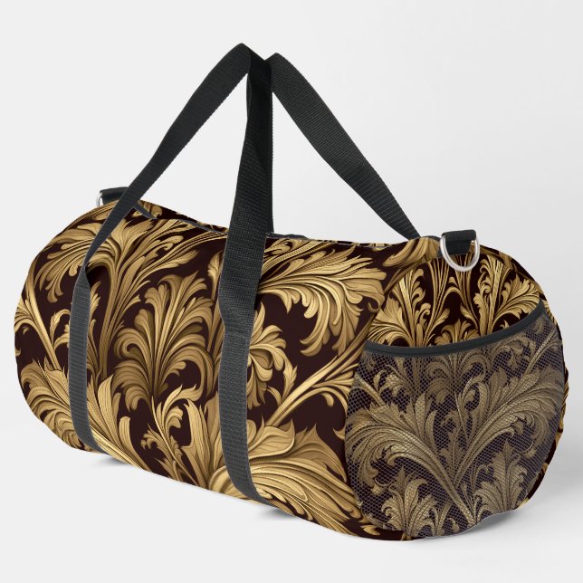 Acanthus-Blätter (Alter Goldton) groß Duffle Bag (Rechte Ecke)