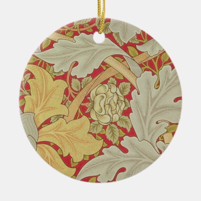 Acanthus-Blätter und wilde Rose auf einem Keramik Ornament (Vorne)