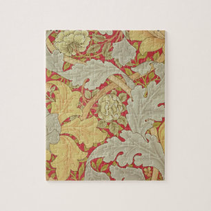 Acanthus-Blätter und wilde Rose auf einem Puzzle