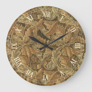 Acanthus-Blätter von William Morris, Antiker Stoff Große Wanduhr