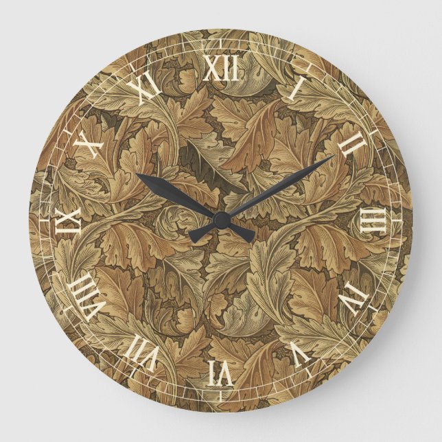 Acanthus-Blätter von William Morris, Antique Texti Große Wanduhr (Vorderseite)