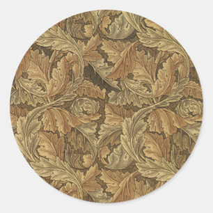 Acanthus-Blätter von William Morris, Antique Texti Runder Aufkleber